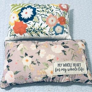 Floral Embroidered Decorative Pillow Set
